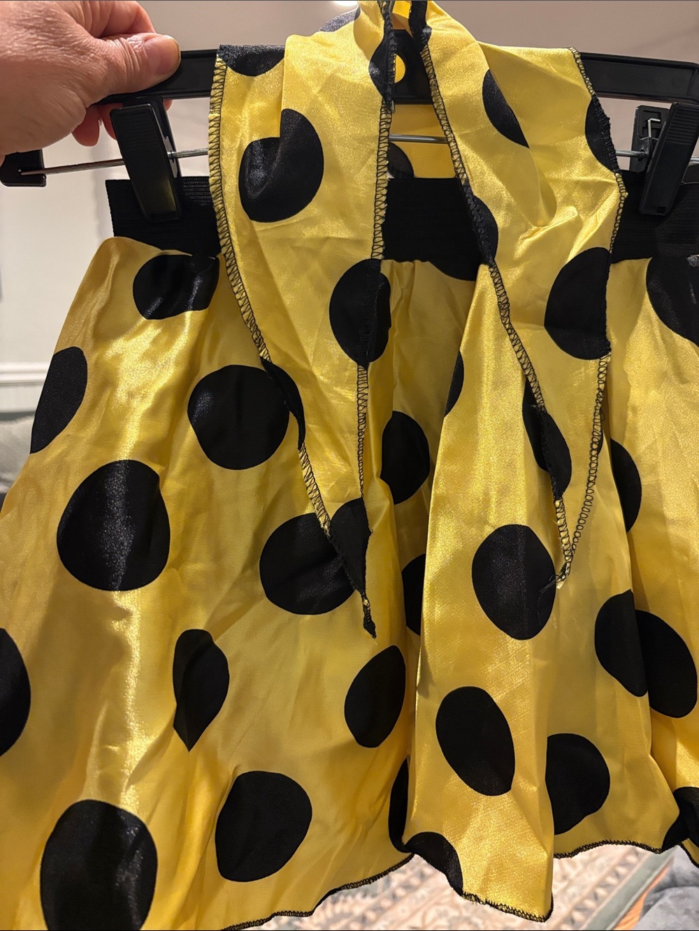 Girls' Yellow and Black Polka Dot Costume Skirt